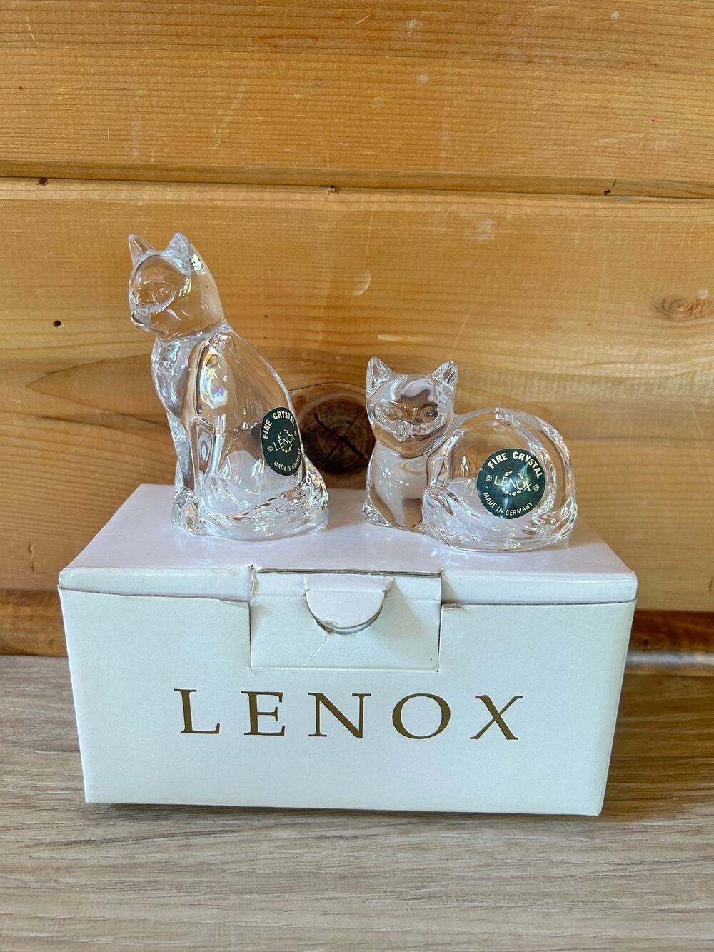 Vintage Lenox crystal cats salt and pepper shakers NIB